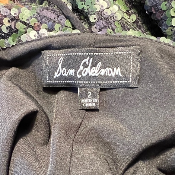 Sam Edelman Green Black Sequin Adjustable Strap Cocktail Party Dress Size 2 - Picture 6 of 7